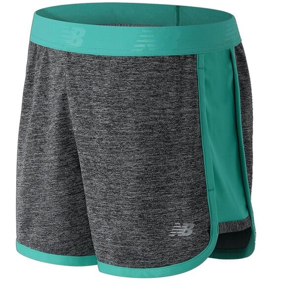 New Balance Performance Shorts Activewear Summer Stretch Casual Grey Turquoise - Picture 1 of 8